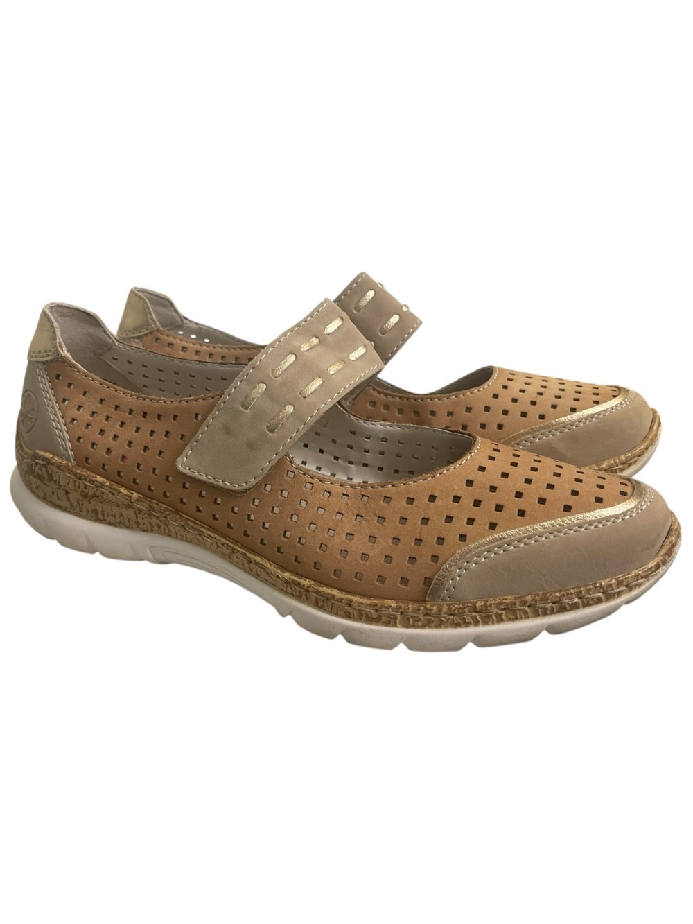 RIEKER Nikita Women’s Tan Perforated Mary Jane Comfort Shoes size 40